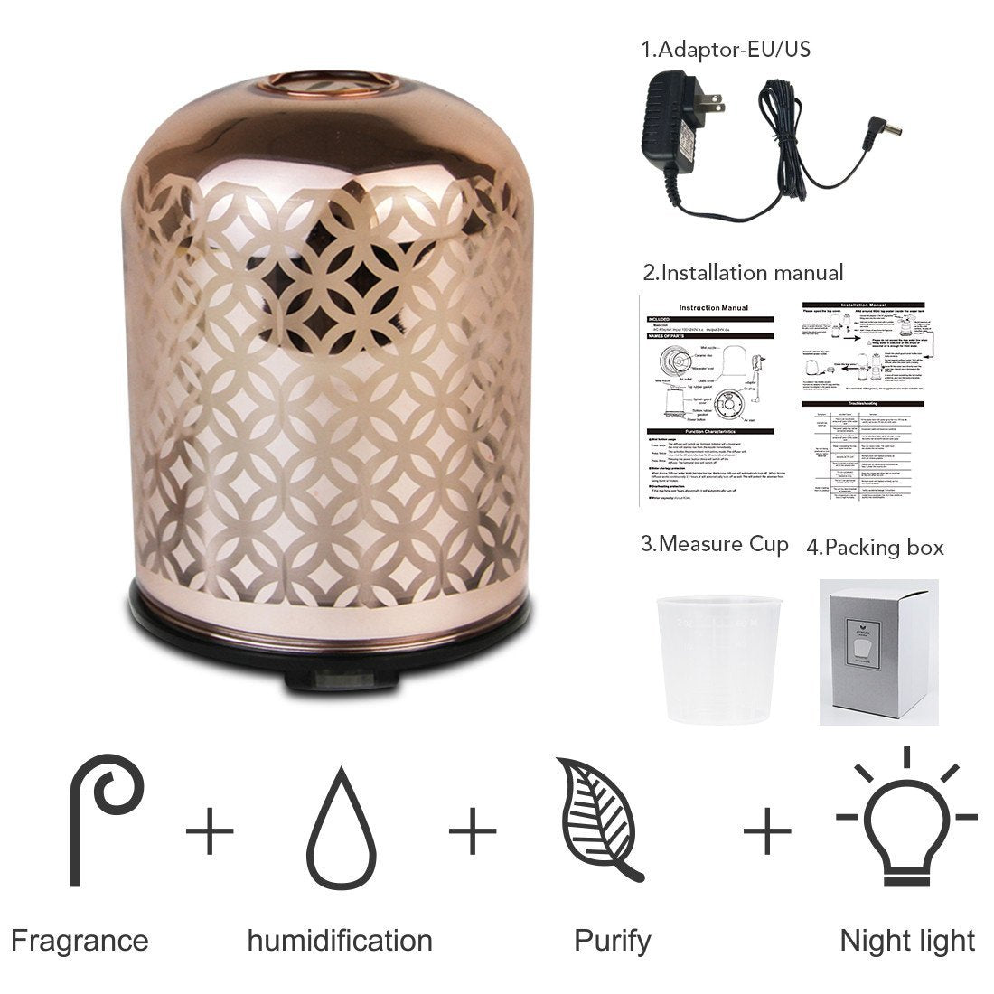 Luxury Glass Essential Oil Diffuser – Rose Gold Elegance