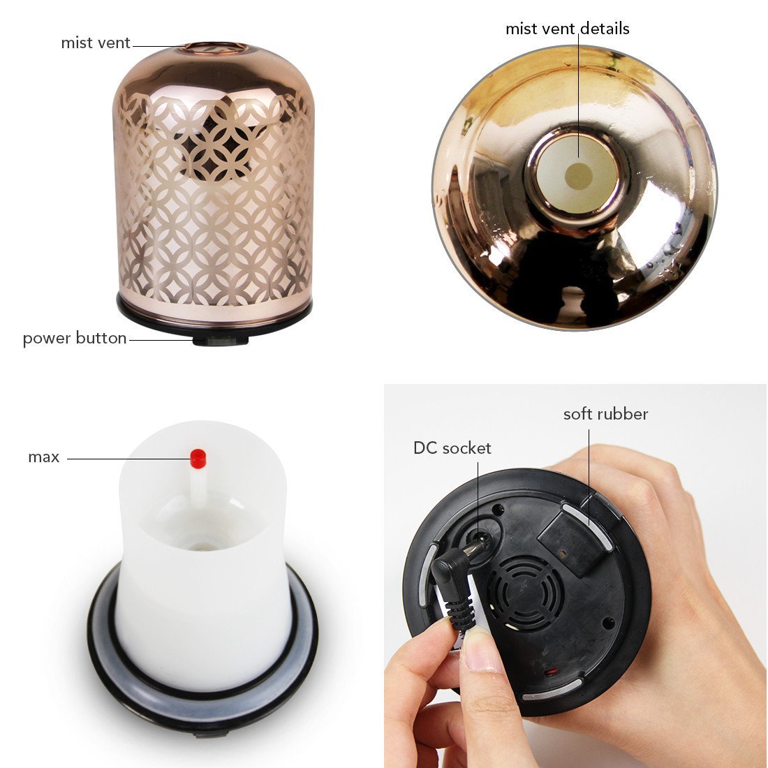 Luxury Glass Essential Oil Diffuser – Rose Gold Elegance