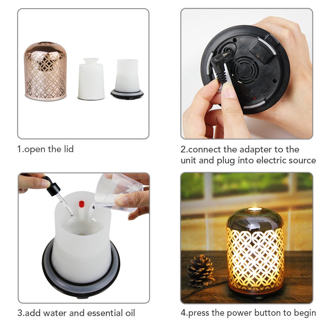 Luxury Glass Essential Oil Diffuser – Rose Gold Elegance