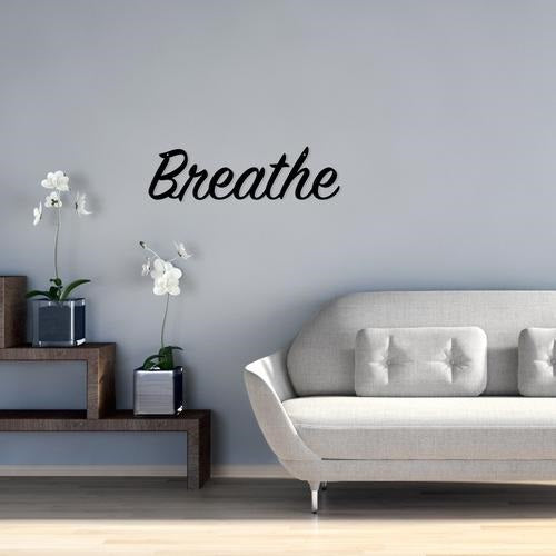 meditation gear Breathe metal wall sign