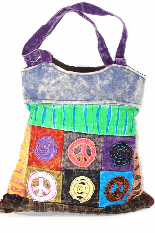 Peace & Om Patchwork Tote Bag
