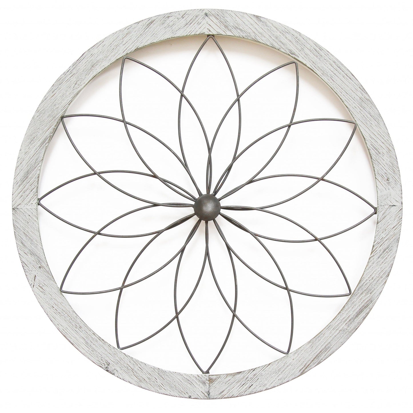 Distressed Chic Flower Metal & Wood Wall Decor – Elegant Texture with Rustic Charm
