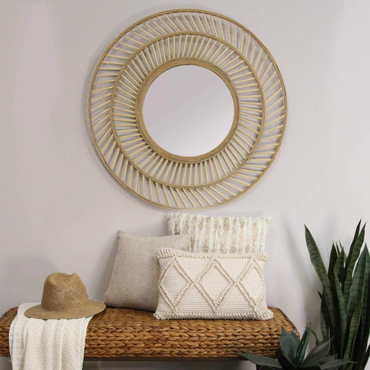 Wicker circle Wall mirror