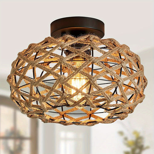 Woven Hemp Ceiling Light – Coastal Charm Meets Modern Boho