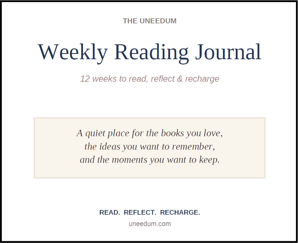 Uneedum Weekly Reading Journal – 12-Week Printable Reading Tracker & Reflection Journal