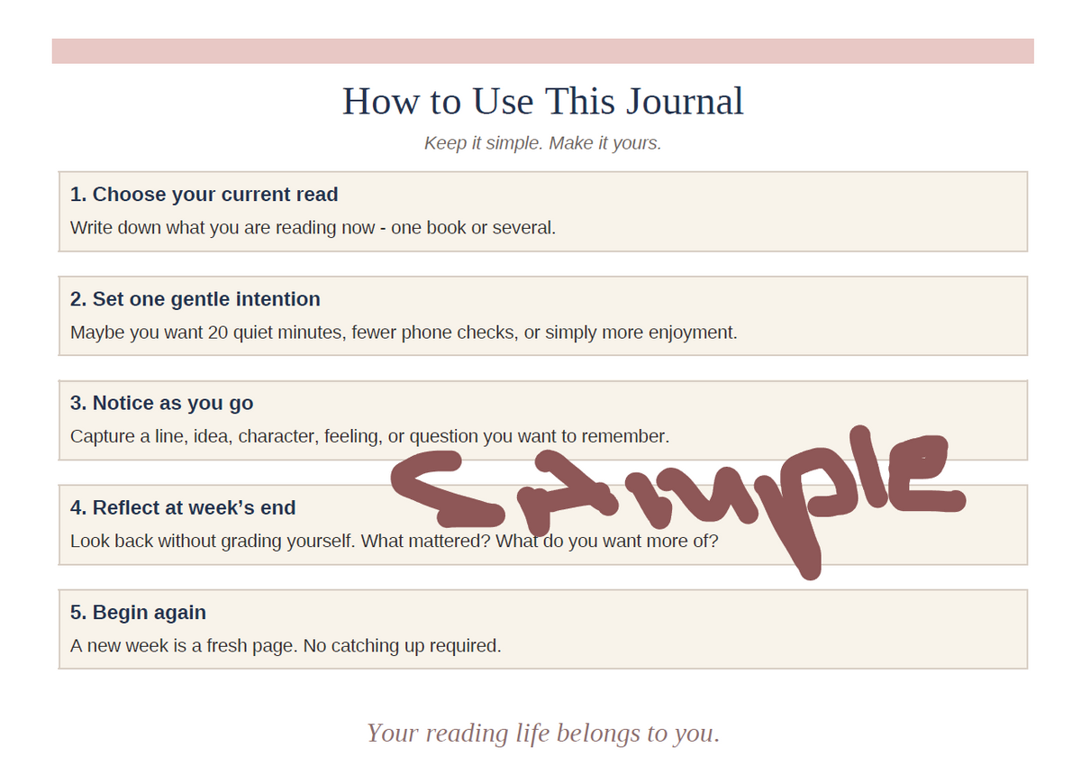 Weekly Reading Journal Uneedum
