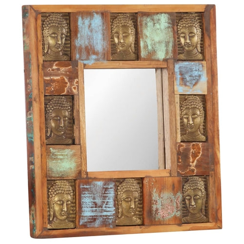 Mirror with Buddha Cladding Solid Reclaimed Wood