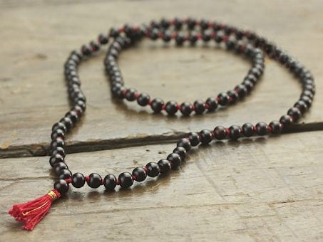 Knotted Rosewood Mala Necklace
