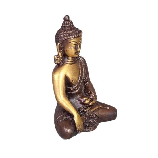 Sitting Buddha Statue in Meditation Pose Two-Tone Color in Brass