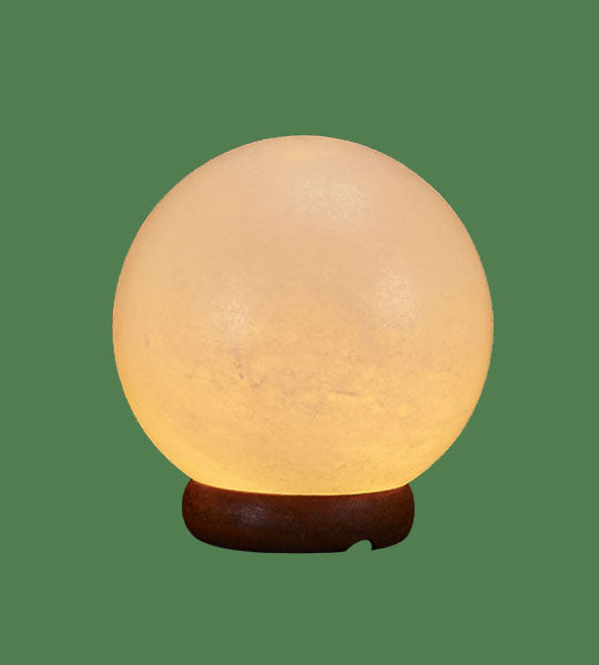 White Himalayan Salt Lamp Globe on Base