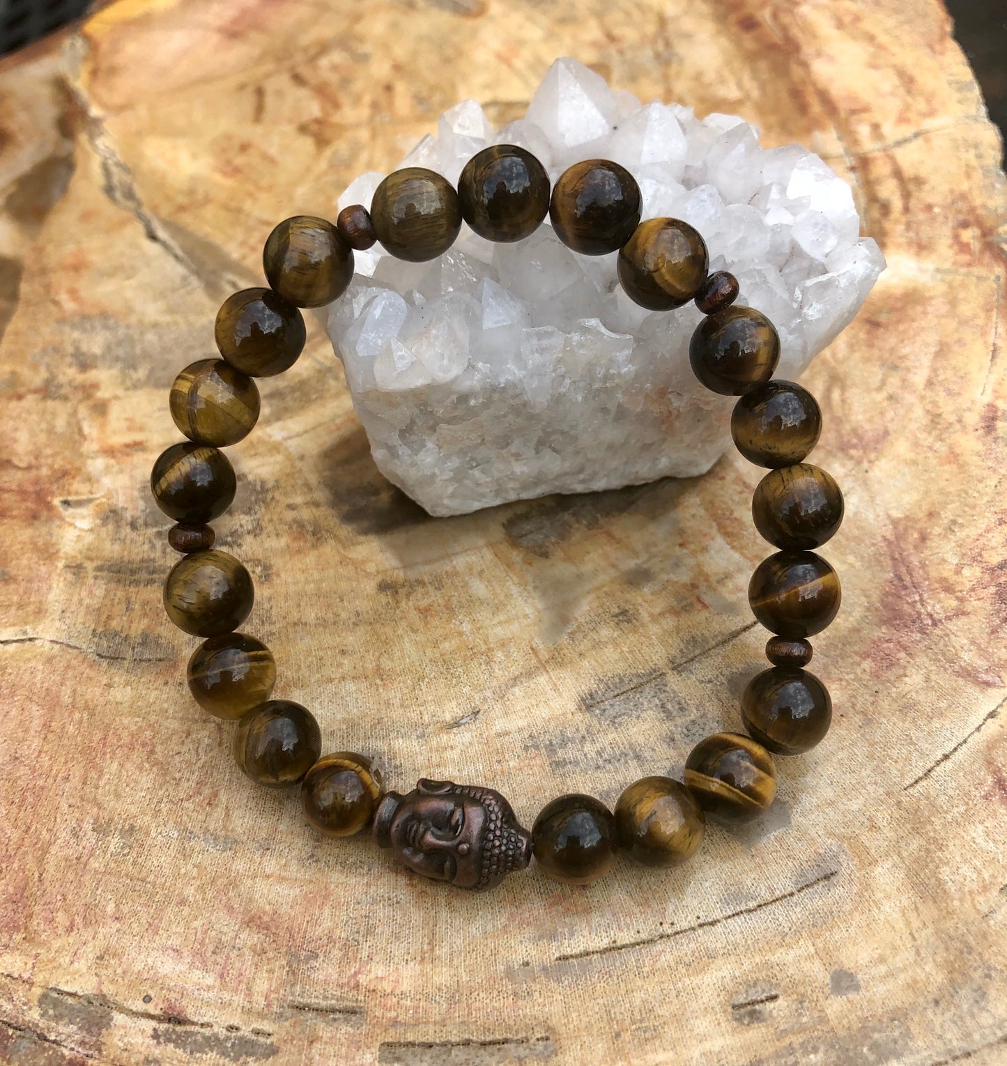 Tiger Eye & Buddha Gemstone Bracelet