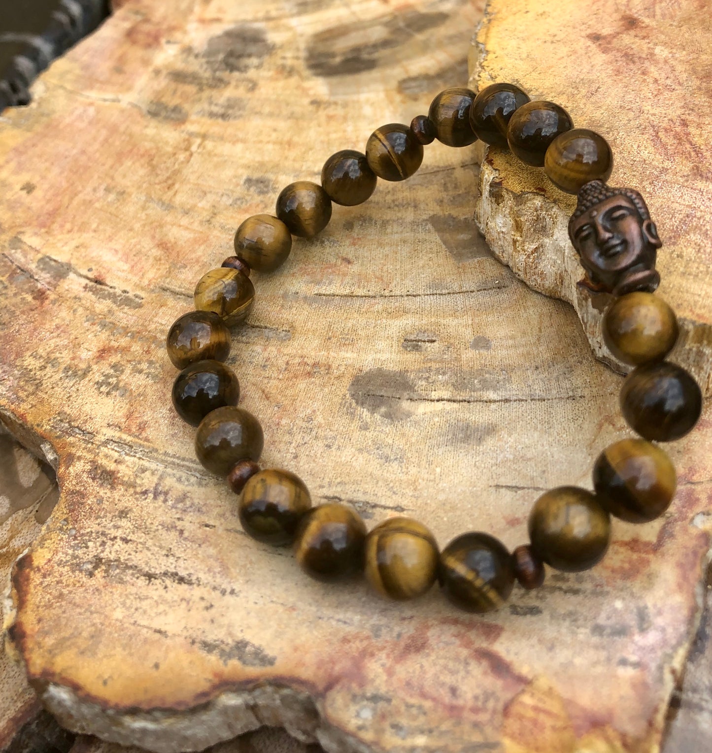 Tiger Eye & Buddha Gemstone Bracelet