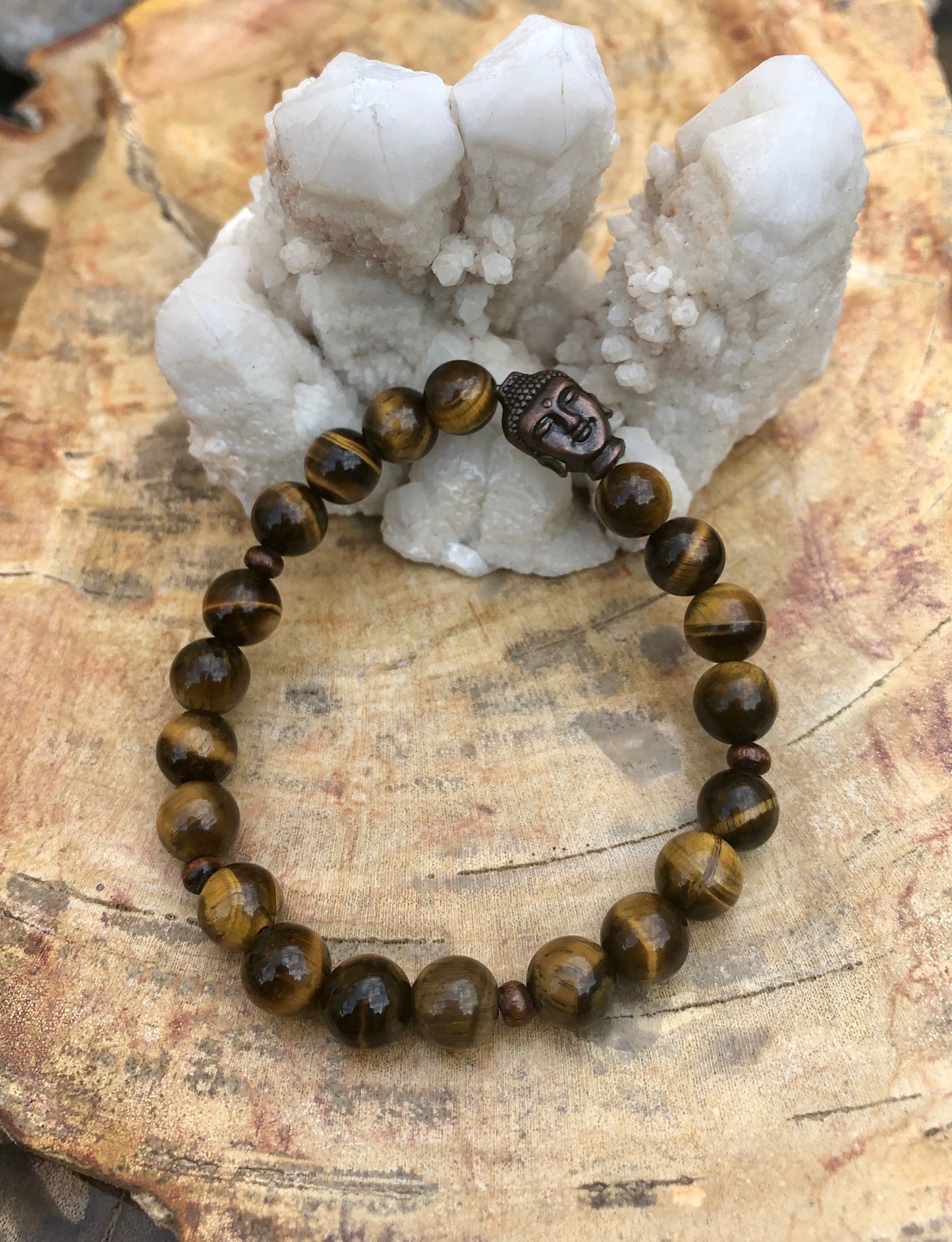 Tiger Eye & Buddha Gemstone Bracelet