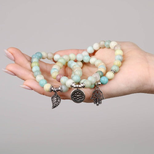 Lotus Flower Jewelry Amazonite Gemstone Bracelet