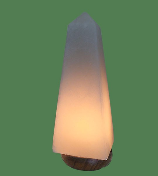 white salt obelisk lamp